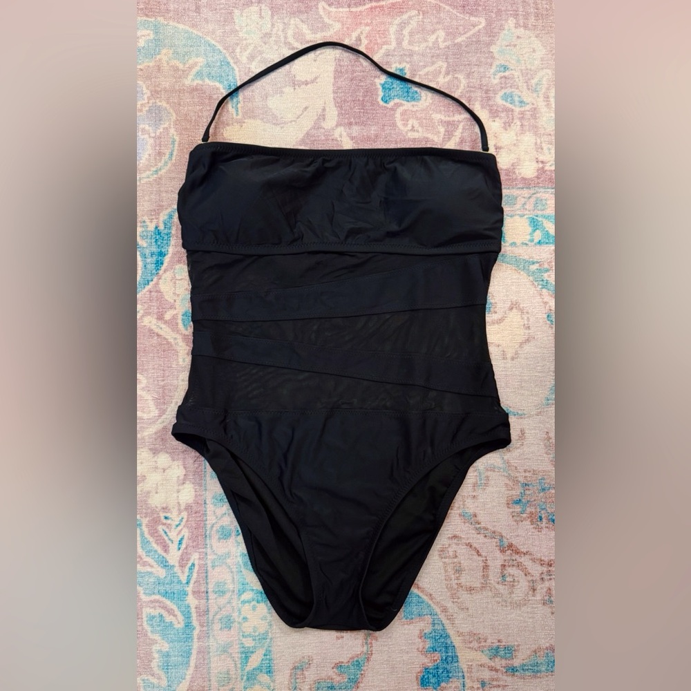 Mossimo Black Mesh One-Piece Swimsuit
